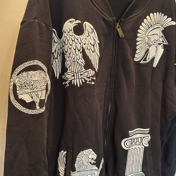 AKOO vintage black full zip Embroidered varsity Jacket sweatshirt EUC XXXL - Picture 6 of 13